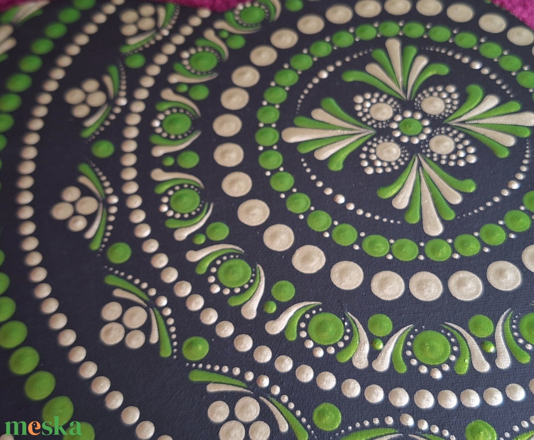 Smaragdzöld Szeretetenergia � Kézzel festett Szívcsakra Mandala (28 cm) - otthon & életmód - dekoráció - spiritualitás - mandala - Meska.hu