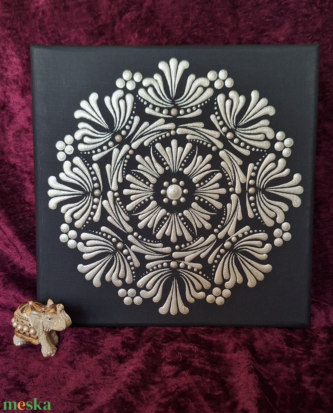 Deluxe pezsgő színű mandala (20x20 cm) kézzel pontozott  - otthon & életmód - dekoráció - spiritualitás - mandala - Meska.hu