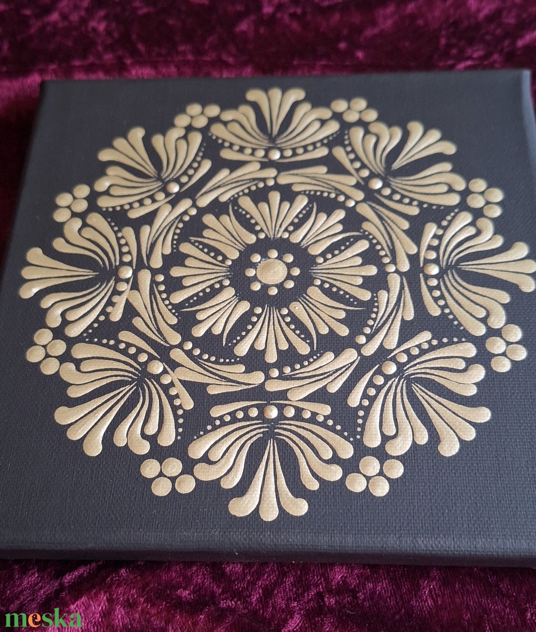 Deluxe pezsgő színű mandala (20x20 cm) kézzel pontozott  - otthon & életmód - dekoráció - spiritualitás - mandala - Meska.hu