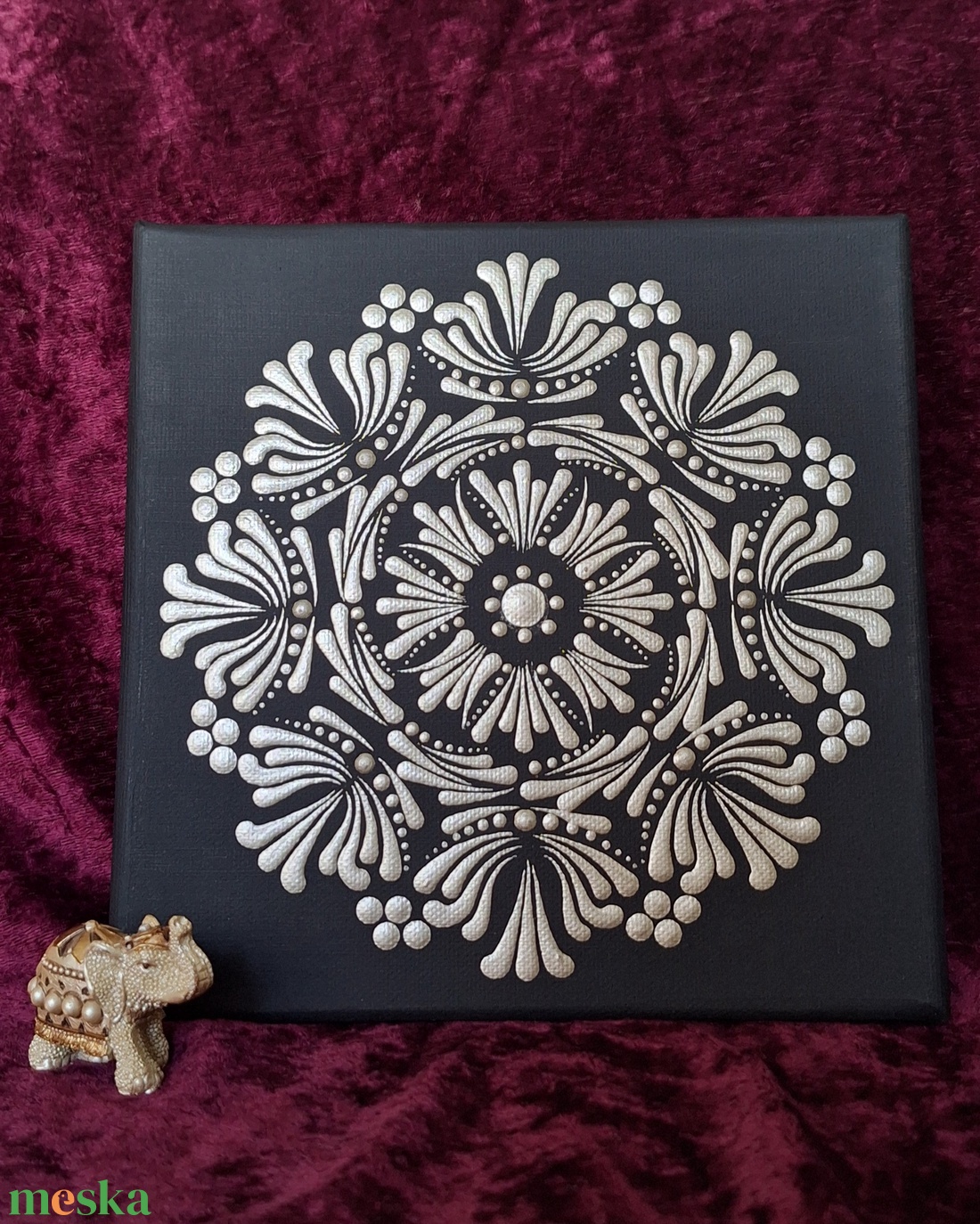 Deluxe pezsgő színű mandala (20x20 cm) kézzel pontozott  - otthon & életmód - dekoráció - spiritualitás - mandala - Meska.hu