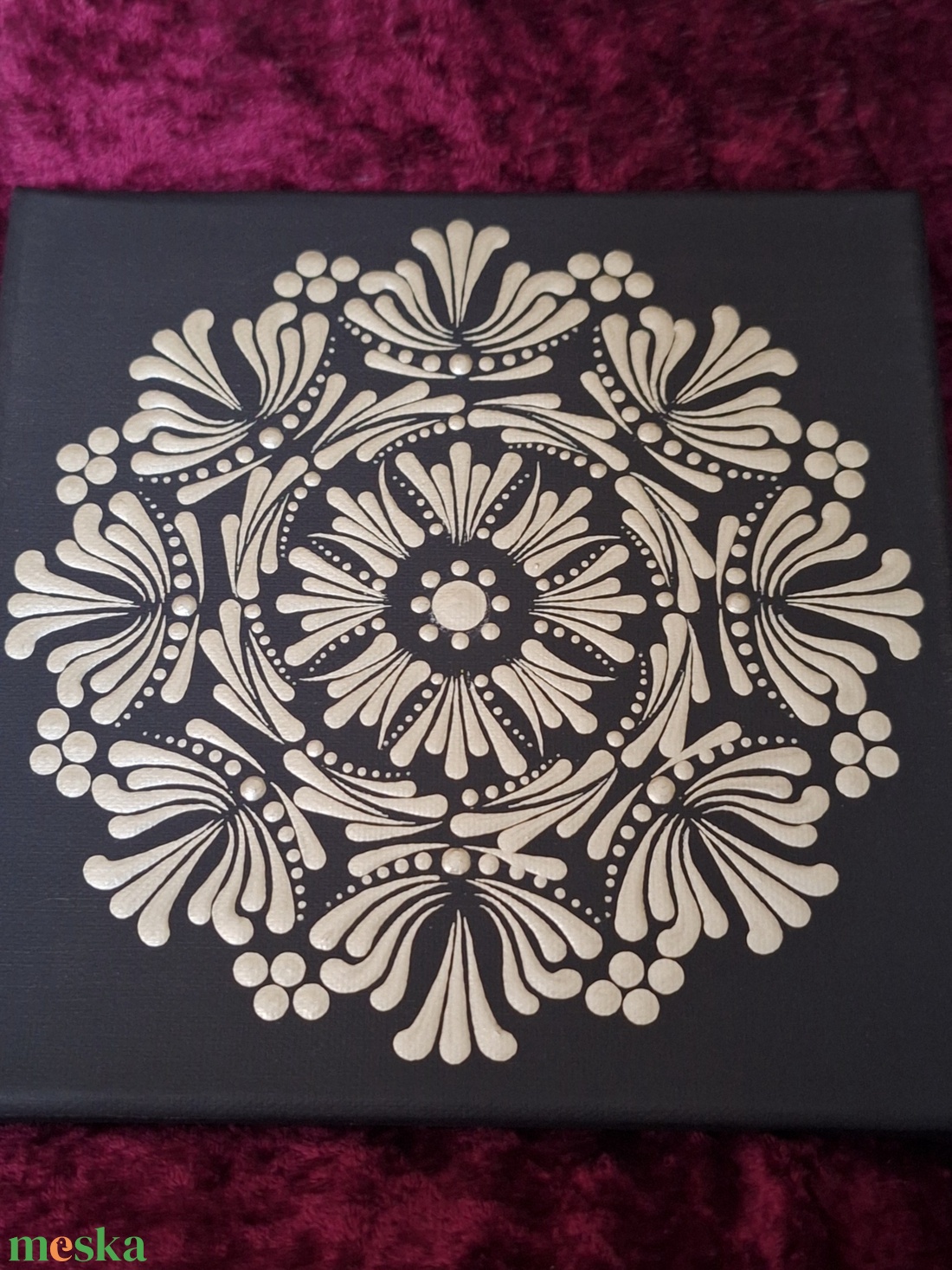 Deluxe pezsgő színű mandala (20x20 cm) kézzel pontozott  - otthon & életmód - dekoráció - spiritualitás - mandala - Meska.hu