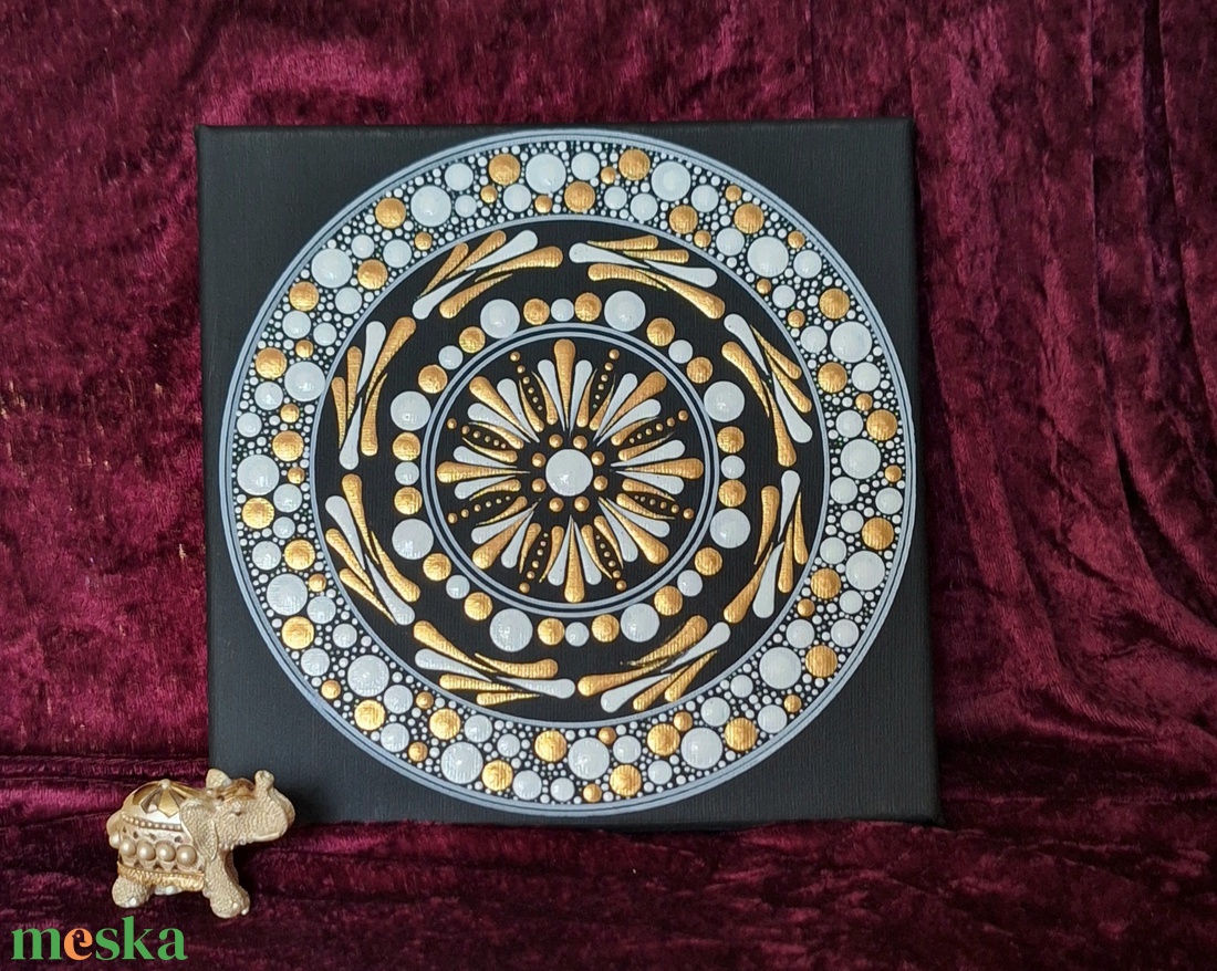 Deluxe Rose Gold és Fehér Pontfestett Mandala � Kézzel készített egyedi fali dekoráció - otthon & életmód - dekoráció - spiritualitás - mandala - Meska.hu