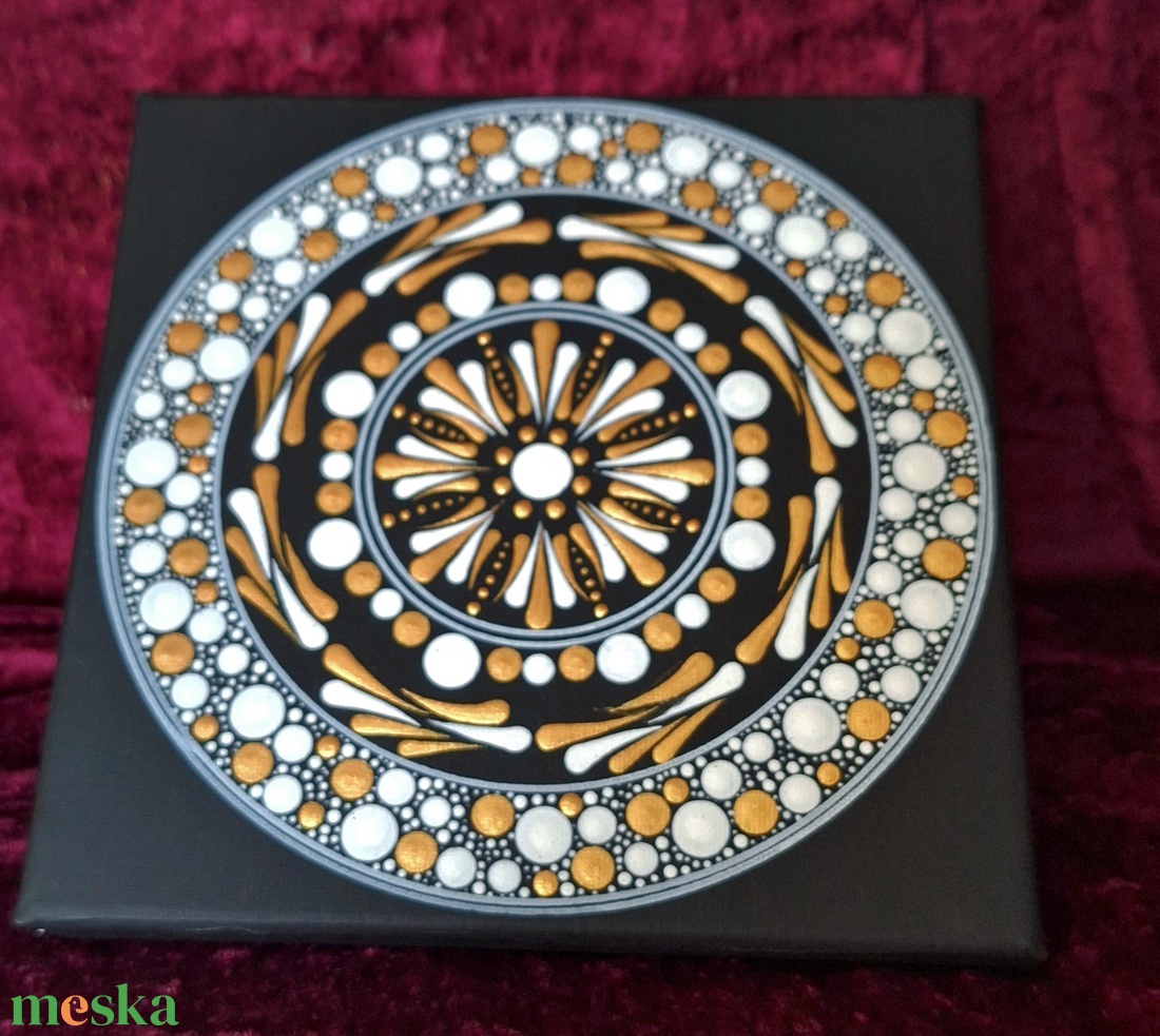 Deluxe Rose Gold és Fehér Pontfestett Mandala � Kézzel készített egyedi fali dekoráció - otthon & életmód - dekoráció - spiritualitás - mandala - Meska.hu