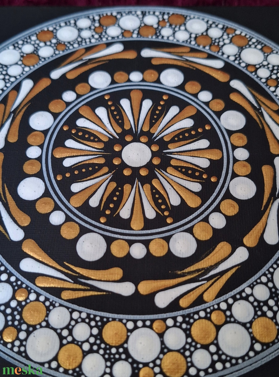Deluxe Rose Gold és Fehér Pontfestett Mandala � Kézzel készített egyedi fali dekoráció - otthon & életmód - dekoráció - spiritualitás - mandala - Meska.hu