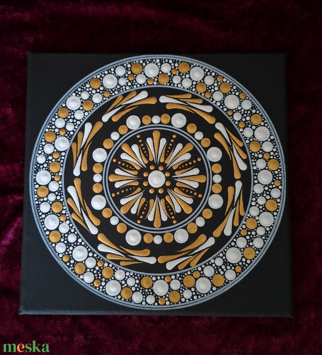 Deluxe Rose Gold és Fehér Pontfestett Mandala � Kézzel készített egyedi fali dekoráció - otthon & életmód - dekoráció - spiritualitás - mandala - Meska.hu