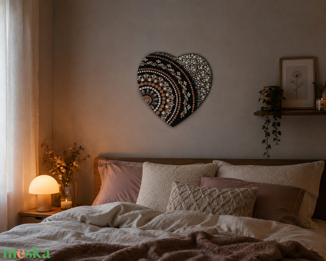 Belső béke szív alakú mandala 28 cm - otthon & életmód - dekoráció - spiritualitás - mandala - Meska.hu