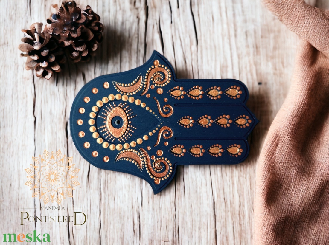 Hamsa kéz füstölő tartó / függeszthető amulett (fekete-bronz-vörösarany) - otthon & életmód - dekoráció - spiritualitás - füstölő és füstölőtartó - Meska.hu