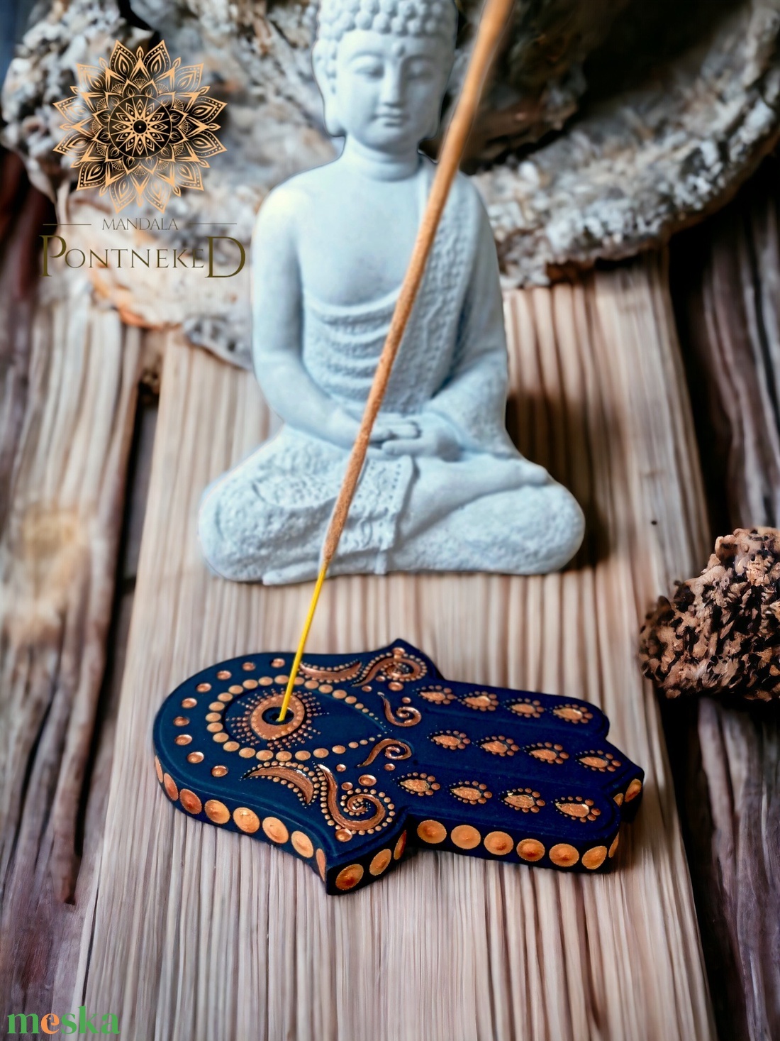 Hamsa kéz füstölő tartó / függeszthető amulett (fekete-bronz-vörösarany) - otthon & életmód - dekoráció - spiritualitás - füstölő és füstölőtartó - Meska.hu