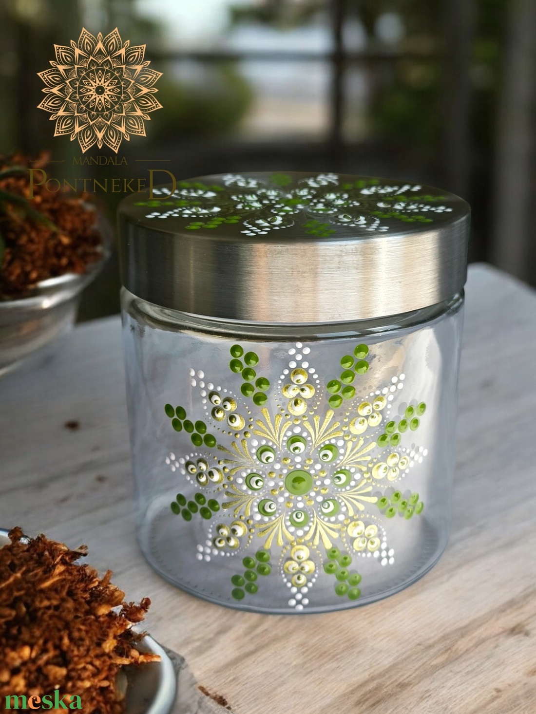 Mandalás üveg fűszertartó szett - otthon & életmód - konyhafelszerelés, tálalás - konyhai tárolás - fűszertartó - Meska.hu