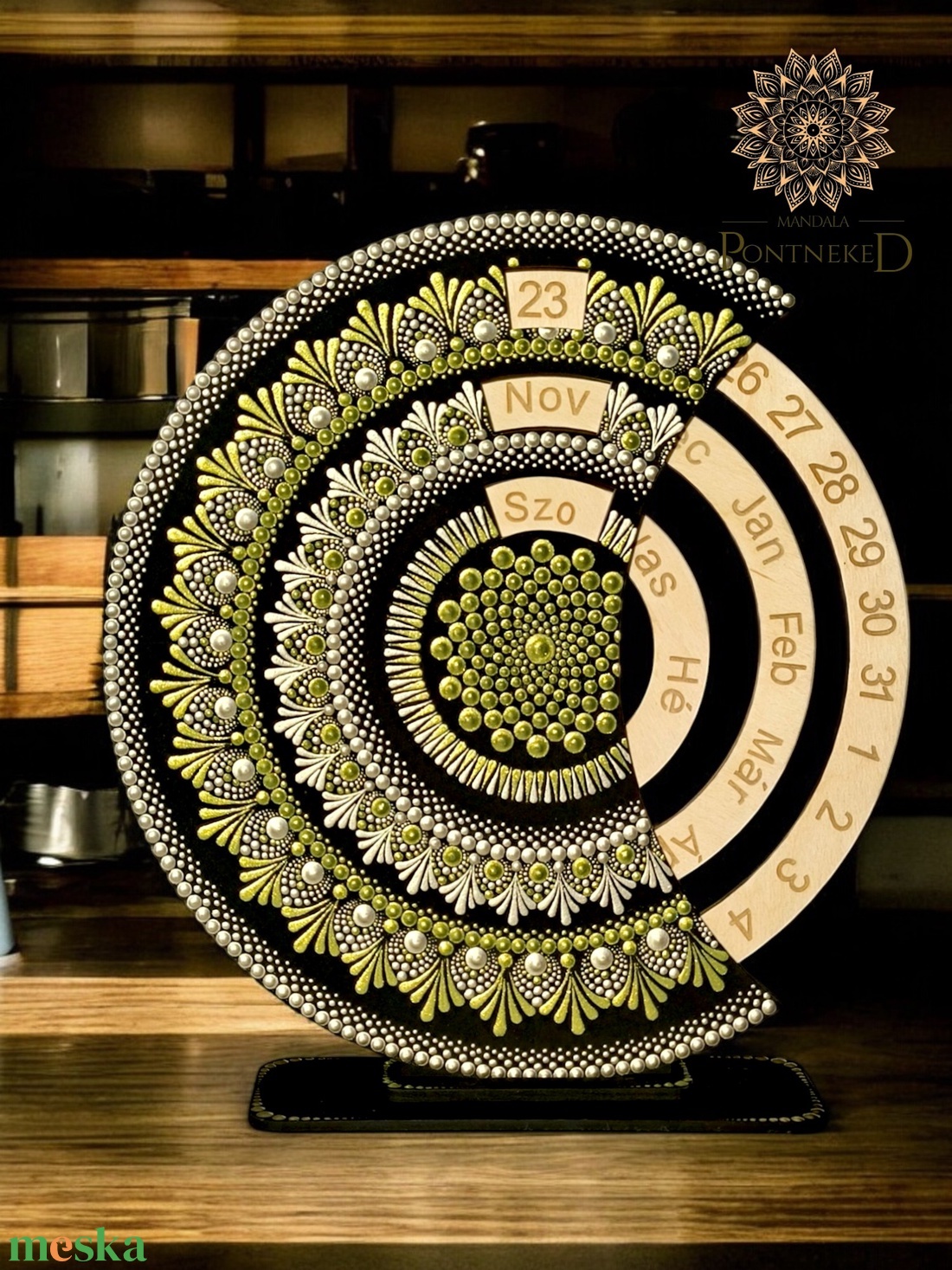 Mandala öröknaptár, álló, zöldarany-fehérarany (25 cm átmérőjű) - otthon & életmód - dekoráció - fali és függő dekoráció - falinaptár & öröknaptár - Meska.hu Mandala öröknaptár, álló, zöldarany-fehérarany (25 cm átmérőjű) - otthon & életmód - dekoráció - fali és függő dekoráció - falinaptár & öröknaptár - Meska.hu