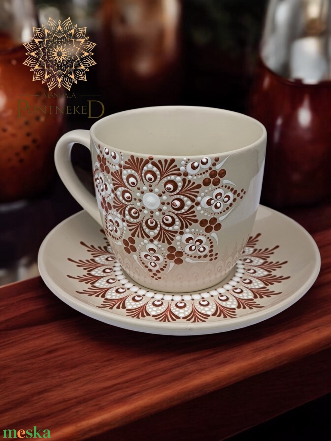 Világos, mandalamintás cappuccinós szett (aranyvörös-fehér) - otthon & életmód - konyhafelszerelés, tálalás - tálalás - bögre & csésze - Meska.hu Világos, mandalamintás cappuccinós szett (aranyvörös-fehér) - otthon & életmód - konyhafelszerelés, tálalás - tálalás - bögre & csésze - Meska.hu