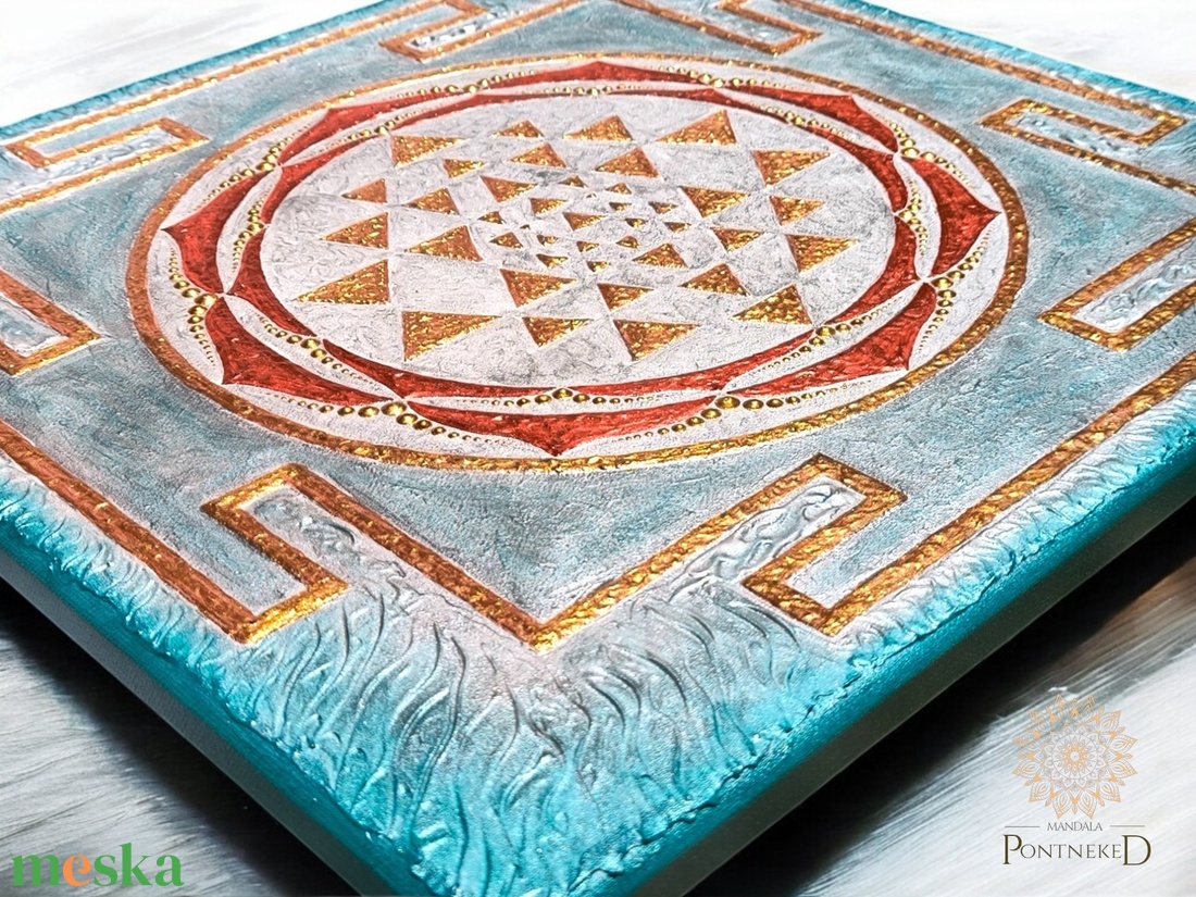 Srí yantra - vászonkép (40 X 40 cm) - otthon & életmód - dekoráció - kép & falikép - vászonkép - Meska.hu