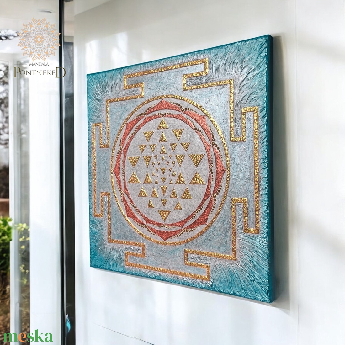 Srí yantra - vászonkép (40 X 40 cm) - otthon & életmód - dekoráció - kép & falikép - vászonkép - Meska.hu