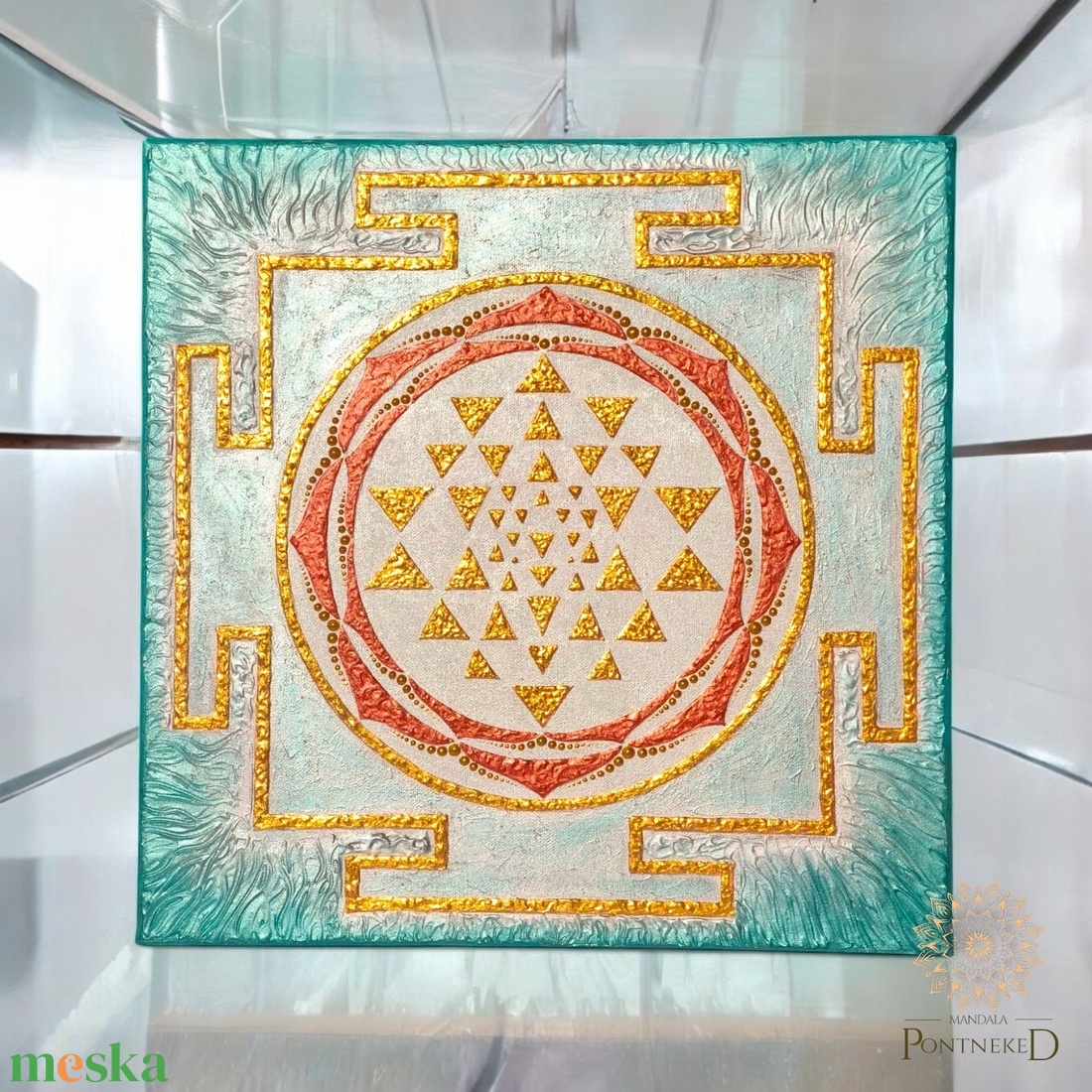 Srí yantra - vászonkép (40 X 40 cm) - otthon & életmód - dekoráció - kép & falikép - vászonkép - Meska.hu