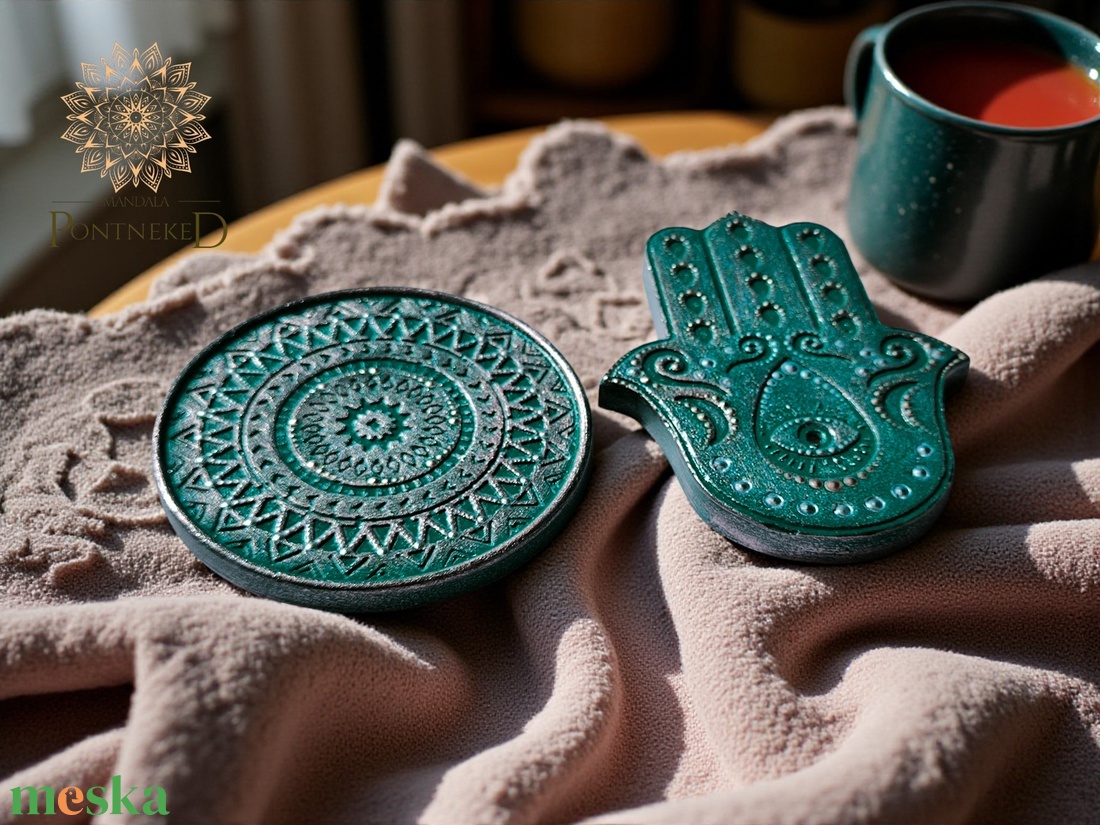 Hamsa kéz (füstölő tartó) - mandala alátét szett - otthon & életmód - dekoráció - asztal és polc dekoráció - asztaldísz - Meska.hu