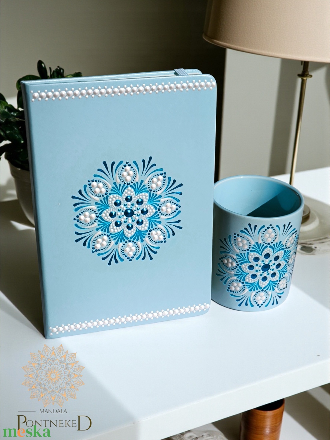 Kék mandala - jegyzetfüzet, bögre szett - otthon & életmód - papír, írószer - jegyzetfüzet & napló - Meska.hu