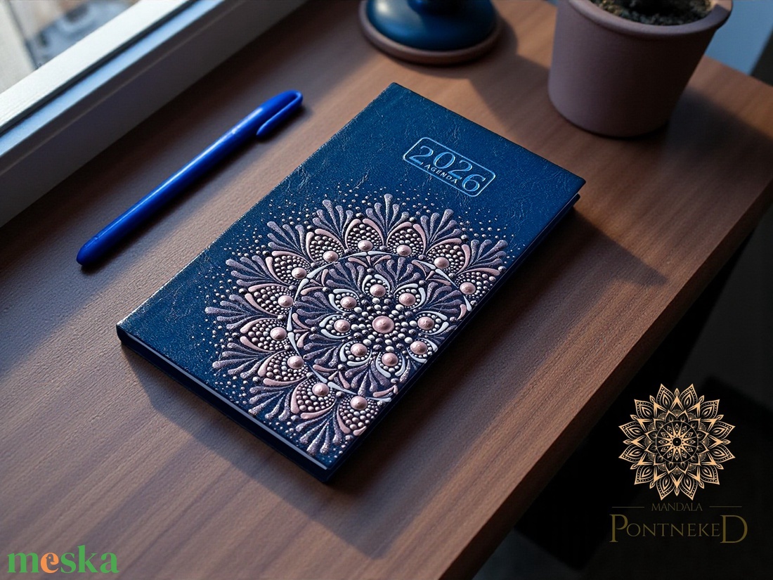 Mandala határidőnapló 2026, kis méretű (kék) - otthon & életmód - papír, írószer - naptár & tervező - Meska.hu