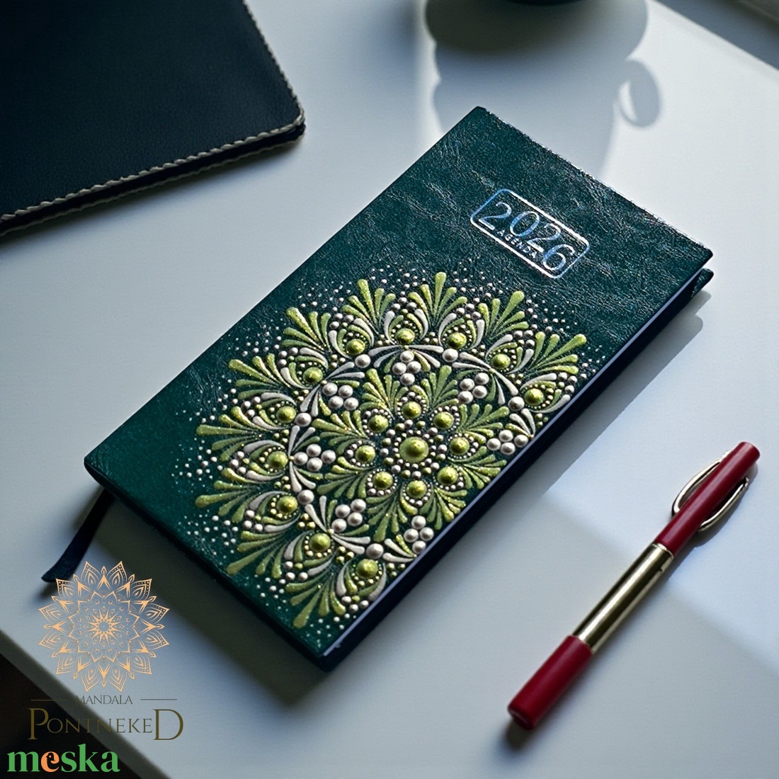 Mandala határidőnapló 2026, kisméretű, heti beosztású (zöld) - otthon & életmód - papír, írószer - naptár & tervező - Meska.hu