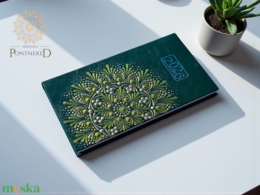 Mandala határidőnapló 2026, kisméretű, heti beosztású (zöld) - otthon & életmód - papír, írószer - naptár & tervező - Meska.hu
