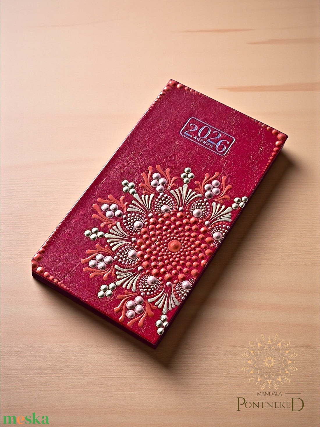 Mandala határidőnapló 2026, kis méretű (bordó) - otthon & életmód - papír, írószer - naptár & tervező - Meska.hu