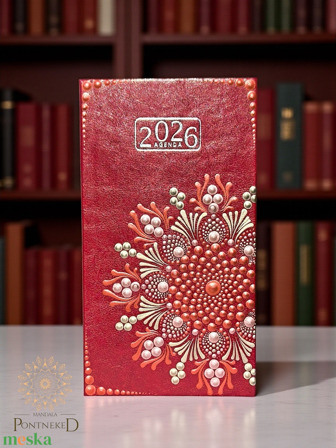 Mandala határidőnapló 2026, kis méretű (bordó) - otthon & életmód - papír, írószer - naptár & tervező - Meska.hu