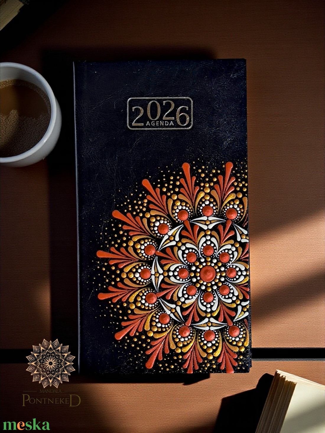Mandala határidőnapló 2026, kisméretű, heti beosztású (fekete) - otthon & életmód - papír, írószer - naptár & tervező - Meska.hu