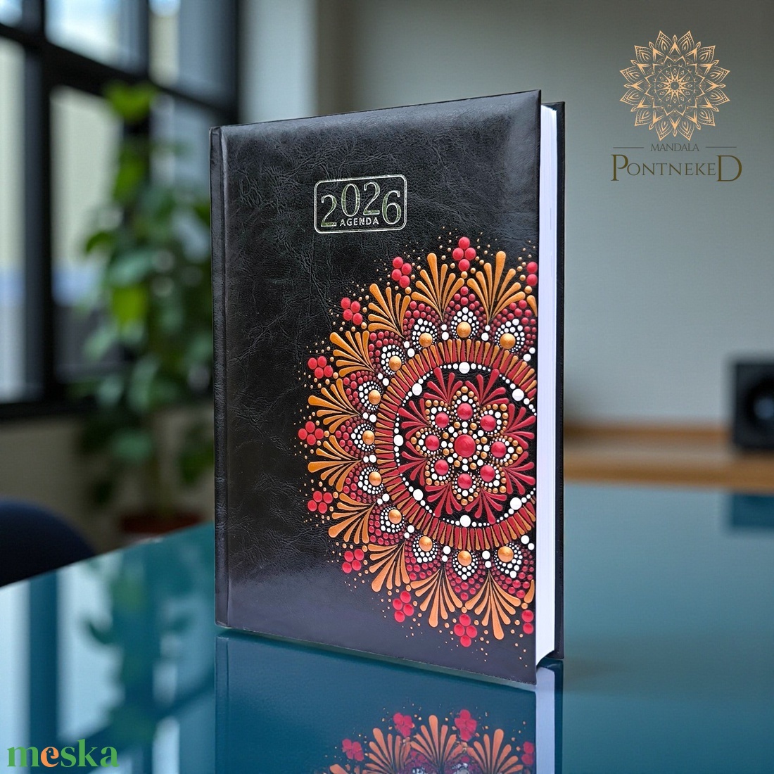 Nagy méretű (A/5) 2026-os mandala határidőnapló (fekete) - otthon & életmód - papír, írószer - naptár & tervező - Meska.hu