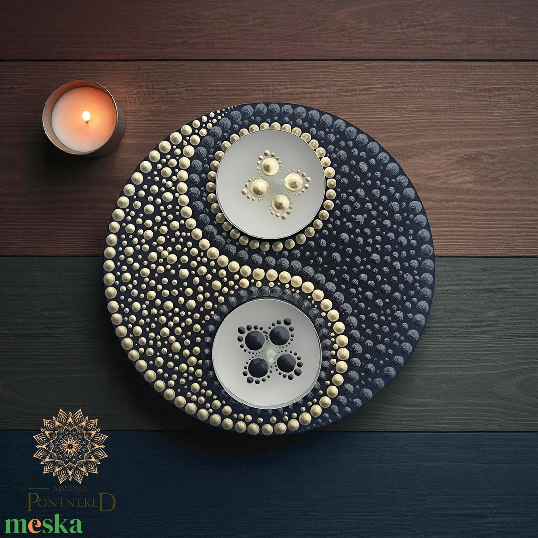 Jin Jang teamécsestartó - otthon & életmód - gyertya, illat, aroma - mécses és mécsestartó - Meska.hu