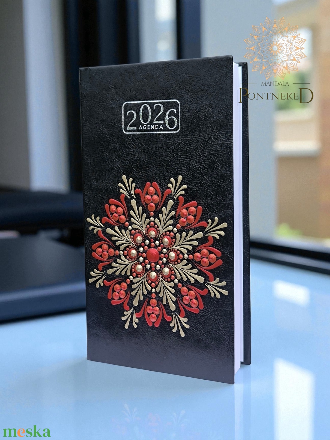 Mandala határidőnapló, fekete, 2026, kis méretű (bordó, vörösréz, fehérarany) - otthon & életmód - papír, írószer - naptár & tervező - Meska.hu