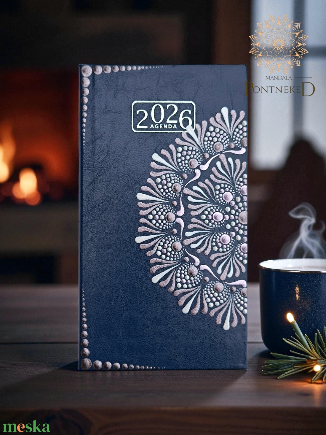 Mandala határidőnapló 2026, kisméretű, heti beosztású (sötétkék) - otthon & életmód - papír, írószer - naptár & tervező - Meska.hu