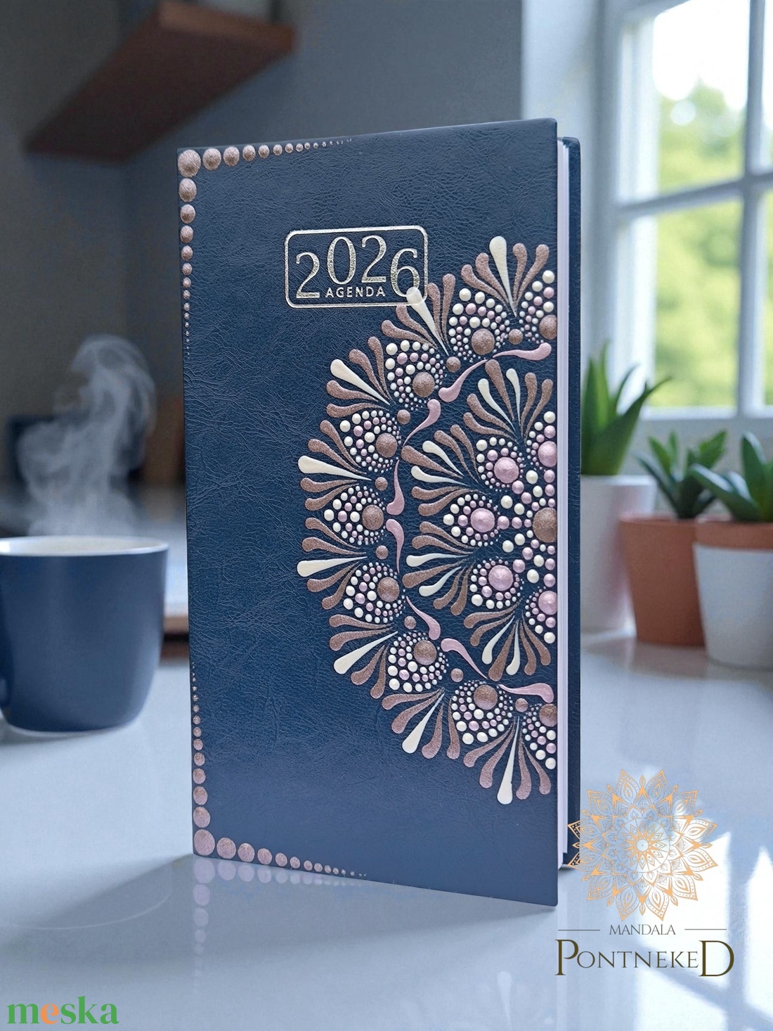 Mandala határidőnapló 2026, kisméretű, heti beosztású (sötétkék) - otthon & életmód - papír, írószer - naptár & tervező - Meska.hu