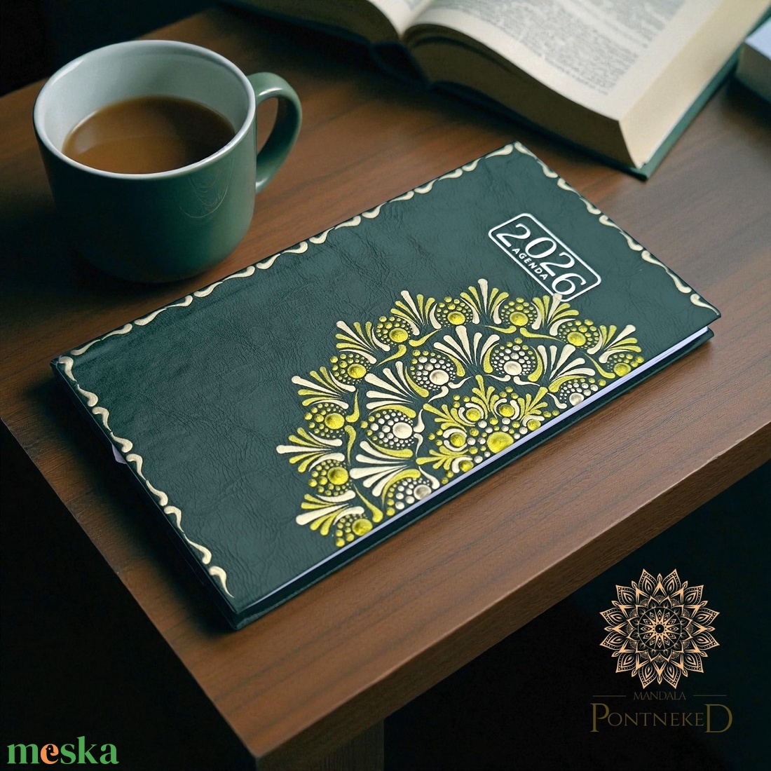 Mandala határidőnapló 2026, kisméretű, heti beosztású (zöld) - otthon & életmód - papír, írószer - naptár & tervező - Meska.hu