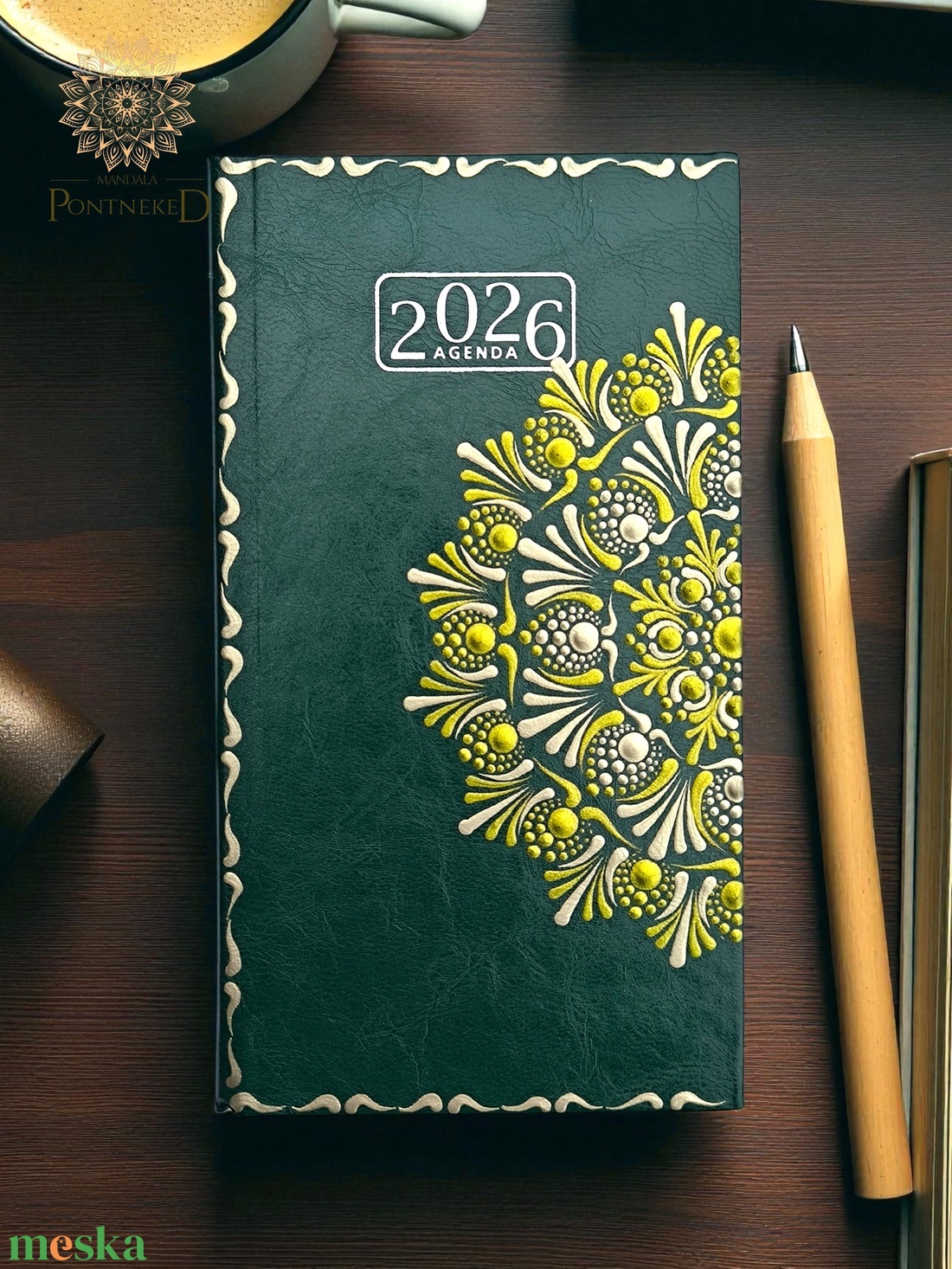 Mandala határidőnapló 2026, kisméretű, heti beosztású (zöld) - otthon & életmód - papír, írószer - naptár & tervező - Meska.hu