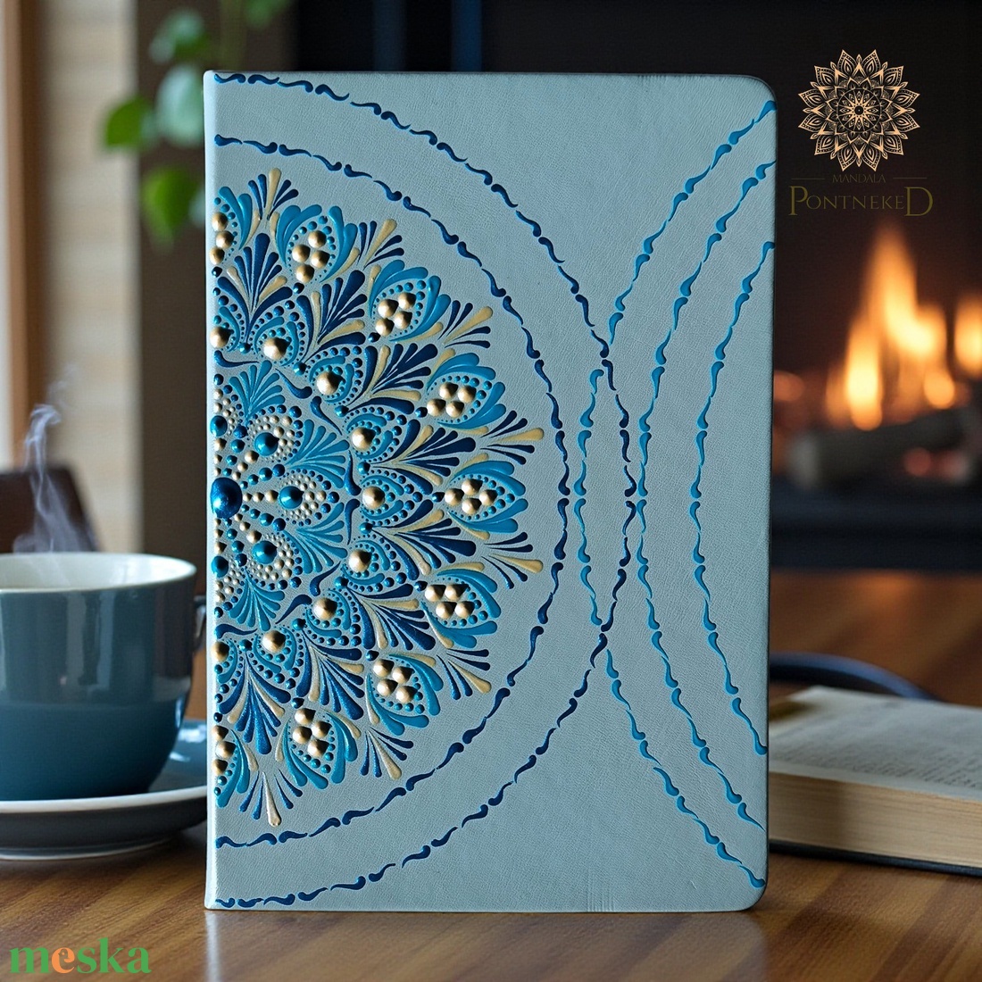 Világoskék  mandala notesz (A/5, kemény fedeles) - otthon & életmód - papír, írószer - jegyzetfüzet & napló - Meska.hu
