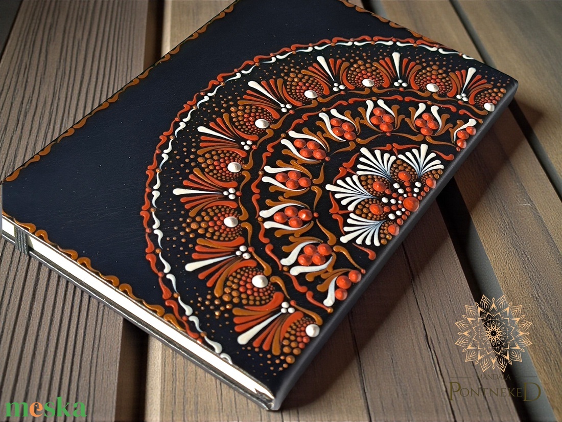 Fekete  mandala notesz (A/5, kemény fedeles) - otthon & életmód - papír, írószer - jegyzetfüzet & napló - Meska.hu