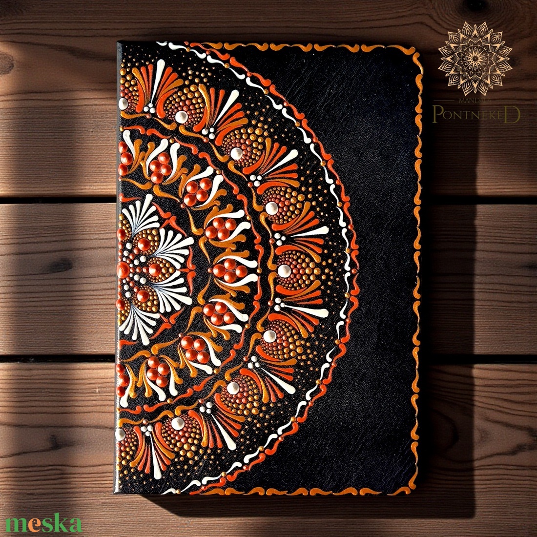 Fekete  mandala notesz (A/5, kemény fedeles) - otthon & életmód - papír, írószer - jegyzetfüzet & napló - Meska.hu