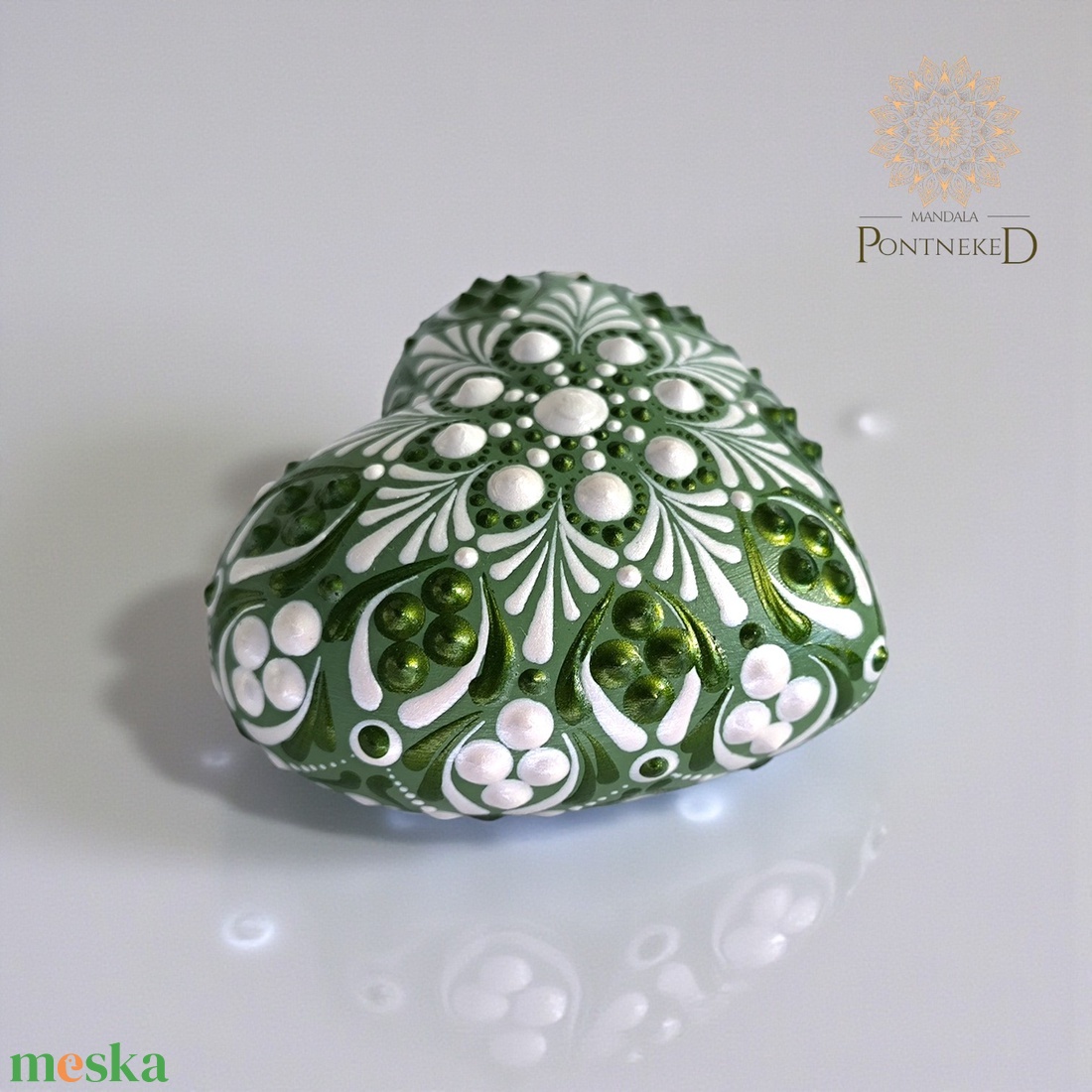 Zöld mandalakő és mandalaszív szett (szívcsakra) - esküvő - dekoráció - asztaldísz - Meska.hu