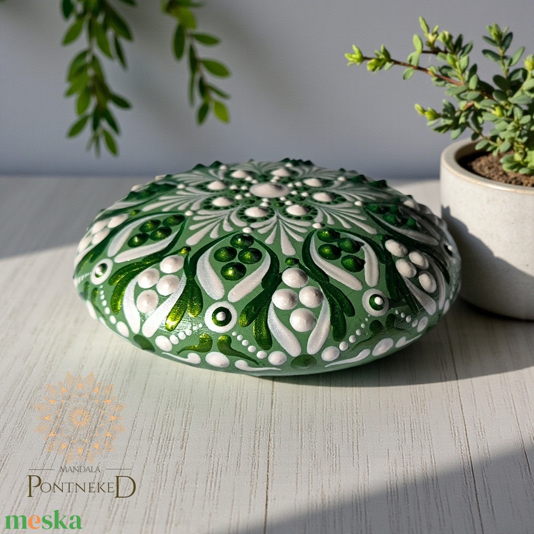 Zöld mandalakő és mandalaszív szett (szívcsakra) - esküvő - dekoráció - asztaldísz - Meska.hu