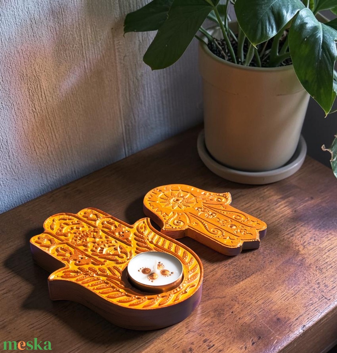 Hamsa kéz füstölő és mécsestartó szett - otthon & életmód - dekoráció - spiritualitás - füstölő és füstölőtartó - Meska.hu