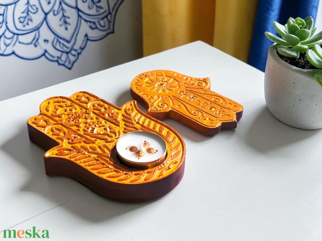 Hamsa kéz füstölő és mécsestartó szett - otthon & életmód - dekoráció - spiritualitás - füstölő és füstölőtartó - Meska.hu