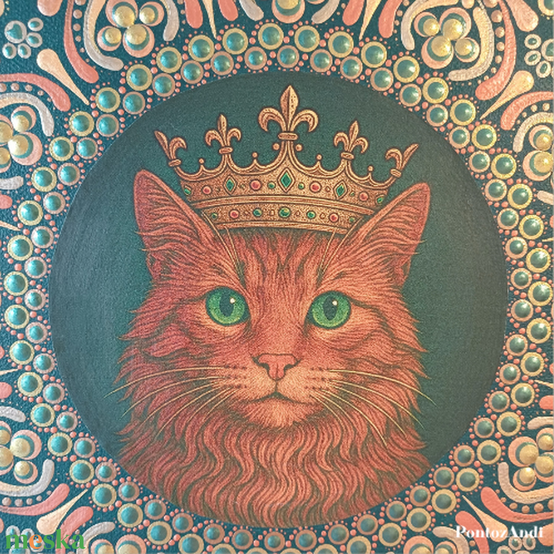 Macska koronával mandala mintával körülvéve - művészet - festmény - akril - Meska.hu Macska koronával mandala mintával körülvéve - művészet - festmény - akril - Meska.hu