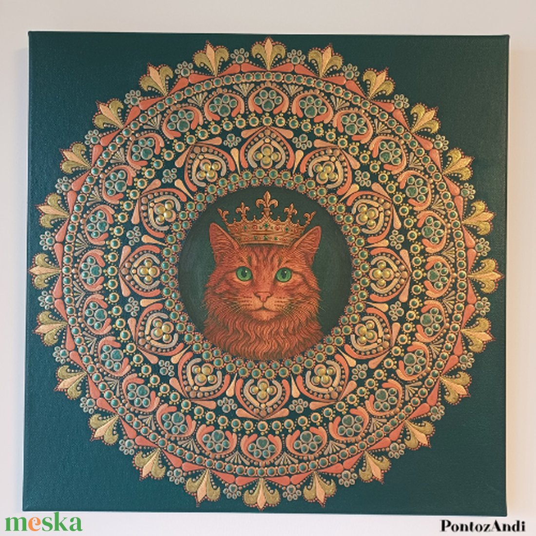 Macska koronával mandala mintával körülvéve - művészet - festmény - akril - Meska.hu Macska koronával mandala mintával körülvéve - művészet - festmény - akril - Meska.hu