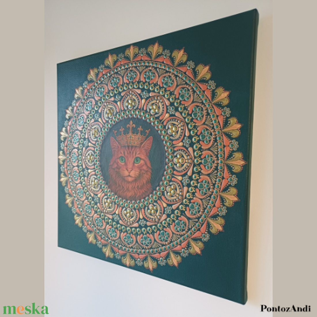 Macska koronával mandala mintával körülvéve - művészet - festmény - akril - Meska.hu Macska koronával mandala mintával körülvéve - művészet - festmény - akril - Meska.hu