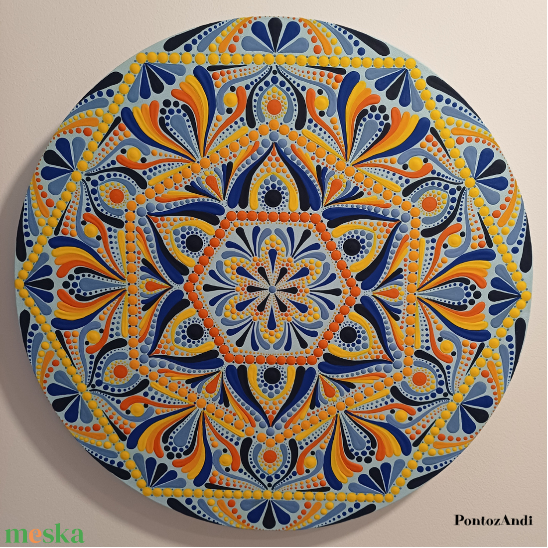 Mandala narancs-kék színekben - művészet - festmény - akril - Meska.hu Mandala narancs-kék színekben - művészet - festmény - akril - Meska.hu