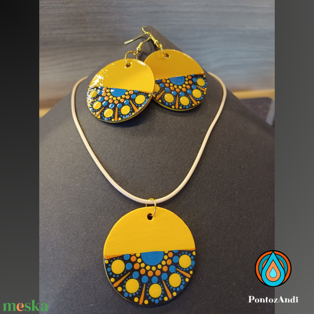 Azték stílusú fülbevaló és nyaklánc szett - ékszer - ékszerszett - Meska.hu