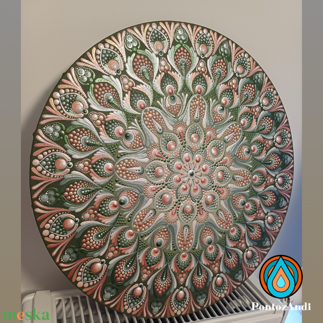 Barackfa virágzás mandala - művészet - festmény - akril - Meska.hu