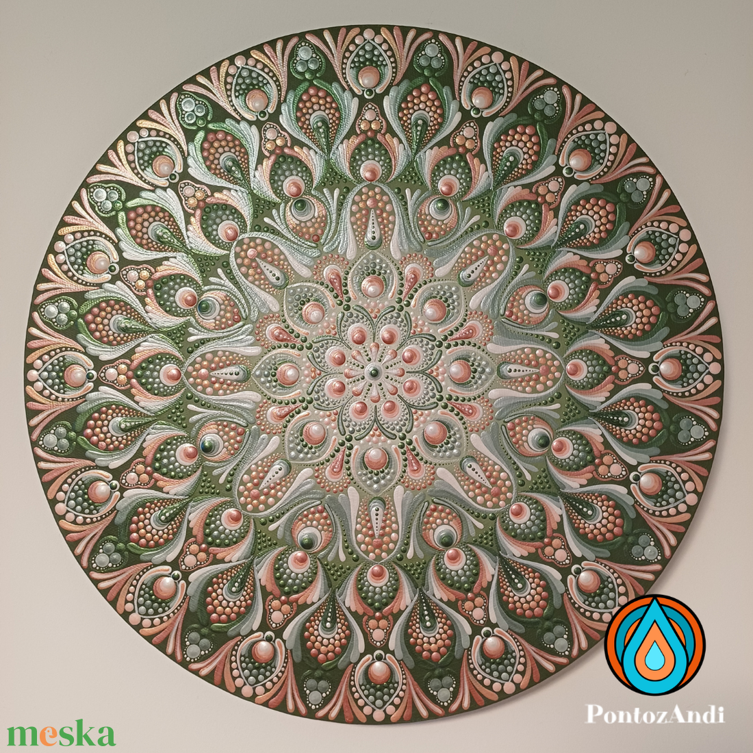 Barackfa virágzás mandala - művészet - festmény - akril - Meska.hu