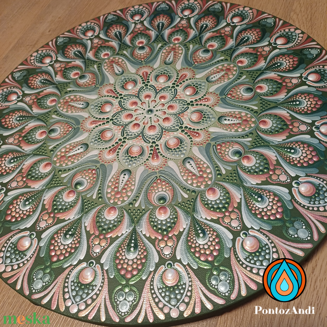 Barackfa virágzás mandala - művészet - festmény - akril - Meska.hu