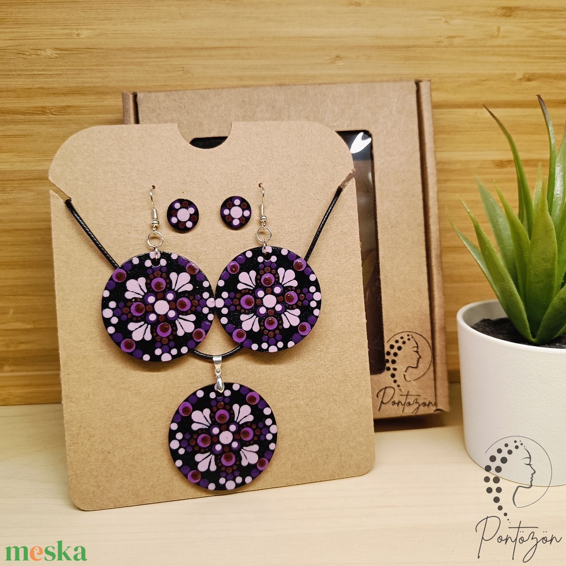 Pontozott ékszerszett - lila és levendula színekkel - ékszer - ékszerszett - Meska.hu