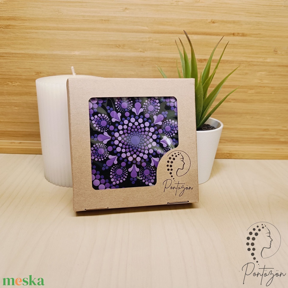 Lila pontozott poháralátét szett (4 db) - egyedi megrendelésre készült  - otthon & életmód - konyhafelszerelés, tálalás - tálalás - tányér- és poháralátét - Meska.hu